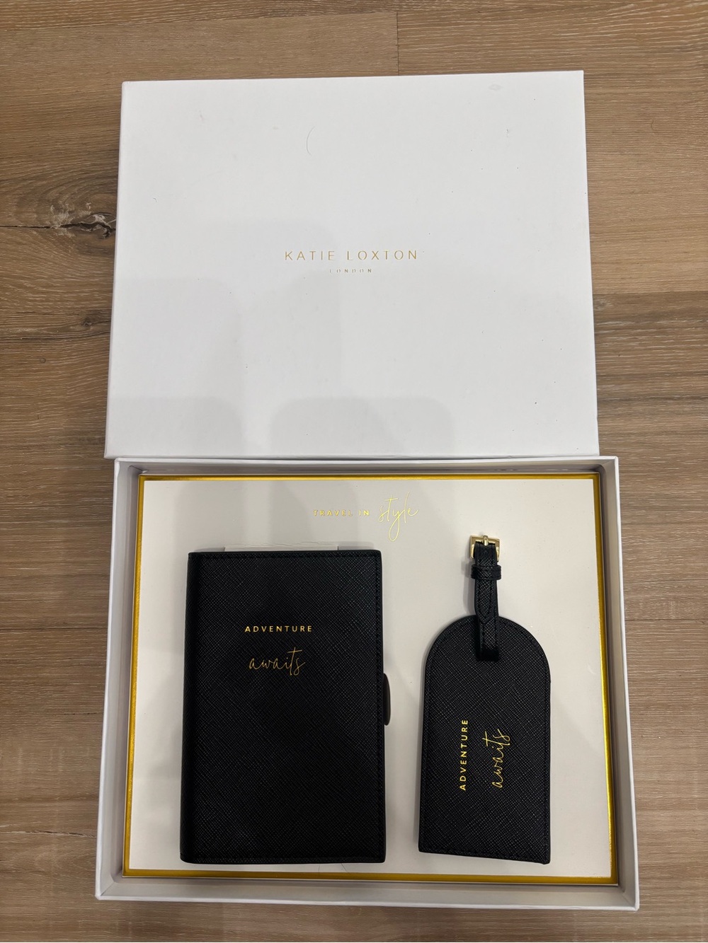 Katie Loxion Black Passport Wallet & Luggage Tag Set